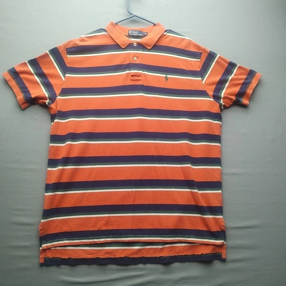 Ralph‎ Lauren Men's Shirt Multicolored Striped Pullover Polo Short Sleeve XL